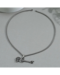 Wholesale Hip Hop Guitar Pendant Titanium Steel Necklace Colorza