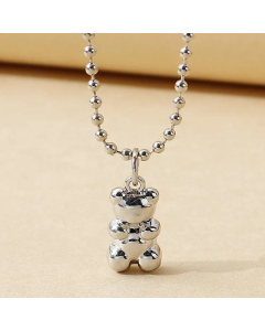 Korean Stainless Steel Simple Trendy Bear Pendent Necklace