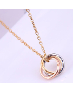 Wholesale Colorza Simple Three-Color Circle Titanium Steel Necklace 