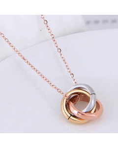 Wholesale Colorza Simple Three-Color Circle Titanium Steel Necklace 