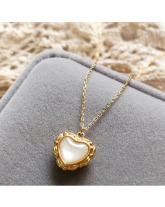 Retro Shell Heart Shape Titanium Stee Necklace Wholesale Jewelry Colorza