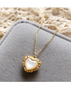Retro Shell Heart Shape Titanium Stee Necklace Wholesale Jewelry Colorza
