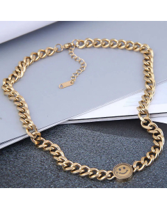 Wholesale Colorza Fashion Metal Smiley Titanium Steel Necklace 