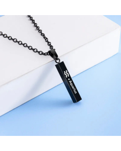 12 Constellation Letters Wishing Pillar Stainless Steel Necklace-Aquarius
