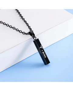 12 Constellation Letters Wishing Pillar Stainless Steel Necklace