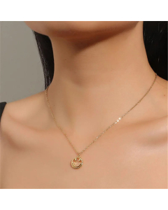 Wholesale Colorza Fashion Titanium Steel Smiley Face Pendent Necklace