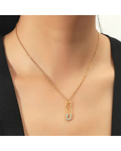 Wholesale Fashion Diamond Pin Pendent Titanium Steel Necklace Colorza