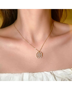 Heart-Moving Four-Leaf Clover Pendant Fashionable Multi-Wear Micro-Encrusted Zircon Pendant Necklace
