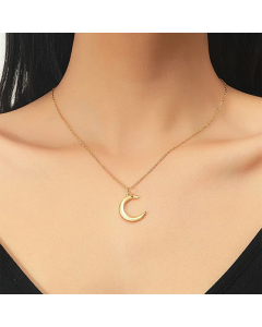 Simple Moon Pendant Titanium Steel Necklace Wholesale Jewelry