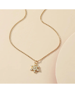 Wholesale Jewelry Zircon Snowflake Diamond Titanium Steel Necklace Colorza