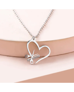 Creative Design Love Scissors Comb Stainless Steel Necklace