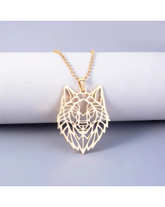 Punk Hollow Wolf Head Pendent Stainless Steel Necklace