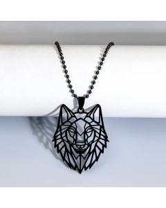 Punk Hollow Wolf Head Pendent Stainless Steel Necklace