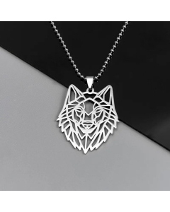 Punk Hollow Wolf Head Pendent Stainless Steel Necklace