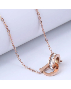 Fashion Titanium Steel Double Buckle D-Shaped Pendent Necklace