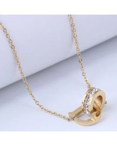 Fashion Titanium Steel Double Buckle D-Shaped Pendent Necklace