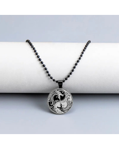 Yin Yang Painting Dragon Pendant Stainless Steel Necklace