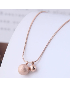 Fashion Titanium Steel Simple Double Ball Pendent Necklace