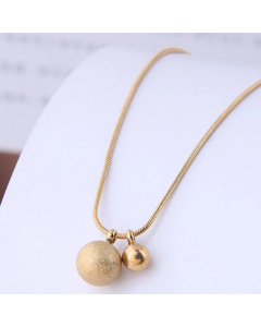 Fashion Titanium Steel Simple Double Ball Pendent Necklace