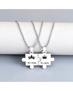 Couple Chain King And Queen Puzzle Pendent Stainless Steel Necklace