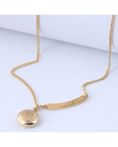 Korean Fashion Smiley Face Pendant Titanium Steel Necklace