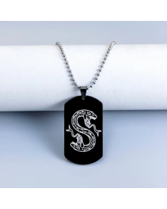 Wholesale Snake Printing Tag Pendent Stainless Steel Necklace