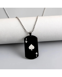 Punk Poker Letter J Pendent Playing Card Stainless Steel Necklace