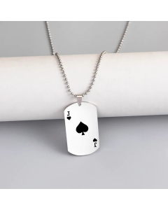 Punk Poker Letter J Pendent Playing Card Stainless Steel Necklace