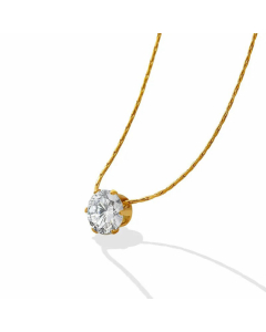 Fashion 18K Gold Plating Ornament Single Diamond Clavicle Chain Zircon Necklace Titanium Steel 