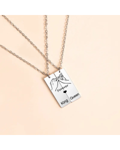 Couple Stainless Steel Arm Lock Printing Pendent Long Necklace