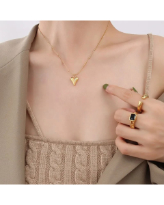 Fashion Material Colorfast Heart-Shaped Clavicle Necklace Titanium Steel 