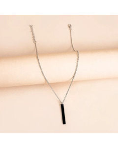 Simple Stainless Steel Long Black Stick Pendent Necklace