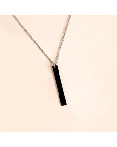 Simple Stainless Steel Long Black Stick Pendent Necklace