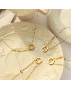 Fashion 18K Gold Numerals Pendant Clavicle Necklace Titanium Steel 