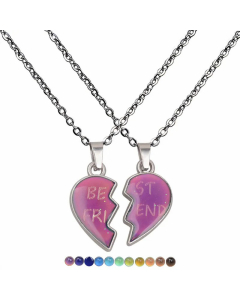 New Fashion Discoloration Stainless Steel Best Frind Lettering Heart Pendant Necklace