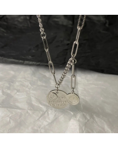 Light Luxury Minority Original Design Smiley Necklace Asymmetric Personality Round Brand Fashion Hip Hop Pendant 