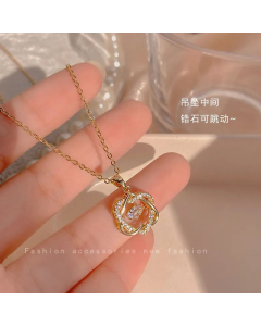 Fashion New Beating Heart Zircon Sweater Chain Women Titanium Steel