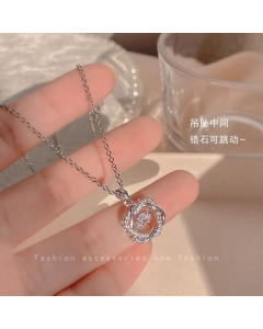 Fashion New Beating Heart Zircon Sweater Chain Women Titanium Steel