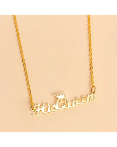 Her King His Queen Letters Stainless Steel Necklace