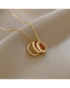 Female Fashion Geometric Titanium Steel Zircon Pendant Collarbone Chain 