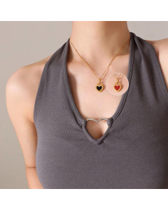 Fashion Heart-Shaped Shell Titanium Steel Simple Double-Sided Necklace