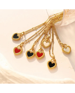 Fashion Heart-Shaped Shell Titanium Steel Simple Double-Sided Necklace