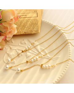 Fashion Titanium Steel Baroque Imitation Pearl Pendant Necklace