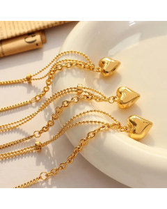 Fashion Titanium Steel Simple Heart-Shaped Pendant Stitching Necklace