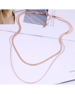 Exquisite Double-Layer Snake Bone Flat Chain Titanium Steel Necklace