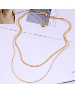Exquisite Double-Layer Snake Bone Flat Chain Titanium Steel Necklace