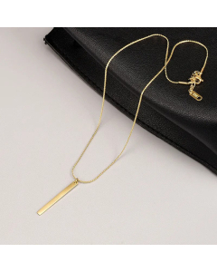 316L Minimalist Square Brand Long Geometric Glossy Titanium Steel Necklace