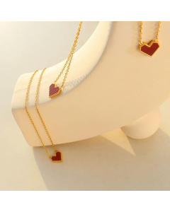 Fashion 18K Gold Heart-Shaped Clavicle Acrylic Necklace Titanium Steel 