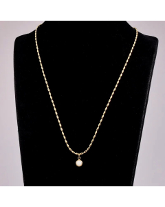 Fashion Collarbone Chain Necklace Mini Round Stone Pendant Stainless Steel 