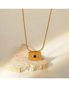 Fashion 18K Gold Stainless Steel Necklace New Square Eye Snake Bones Pendant Titanium Steel 